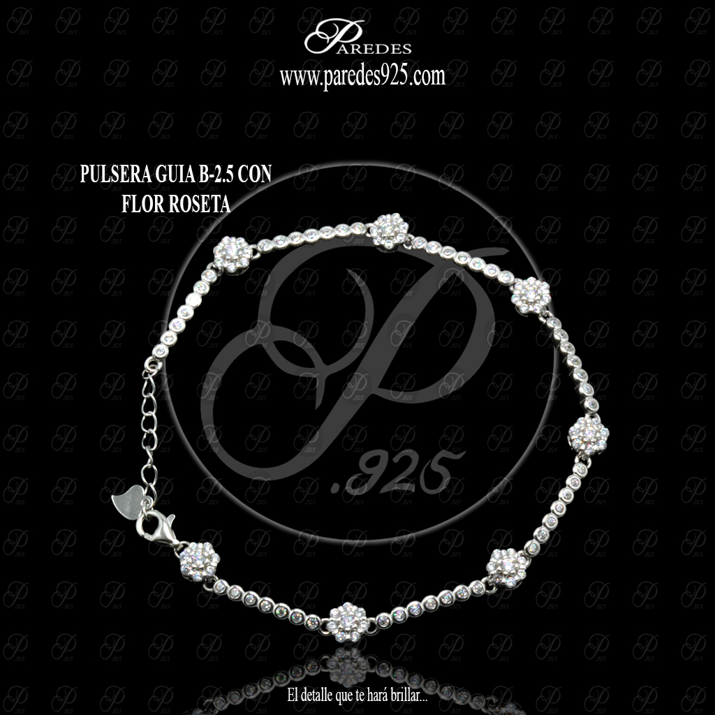 PULSERA GUIA B-2.5 CON FLOR ROSETA BLANCA