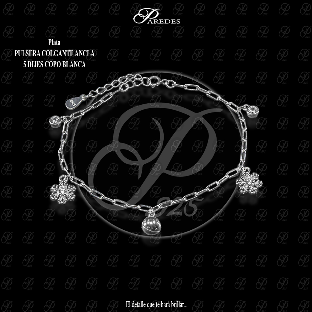 PULSERA COLGANTE ANCLA 5 DIJES COPO BLANCA