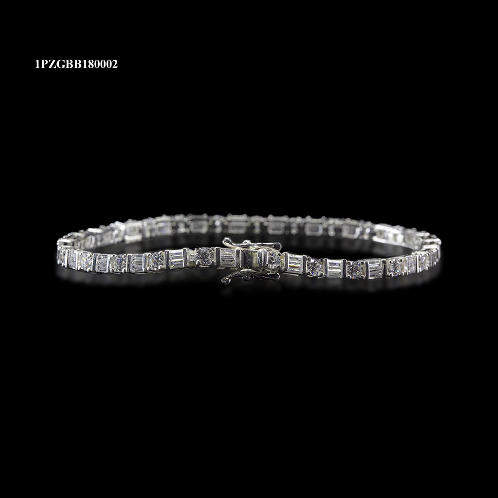 [1PZGBB180002] PULSERA ZIRCONIA GUIA BAGUETTE Y R-3 BLANCA