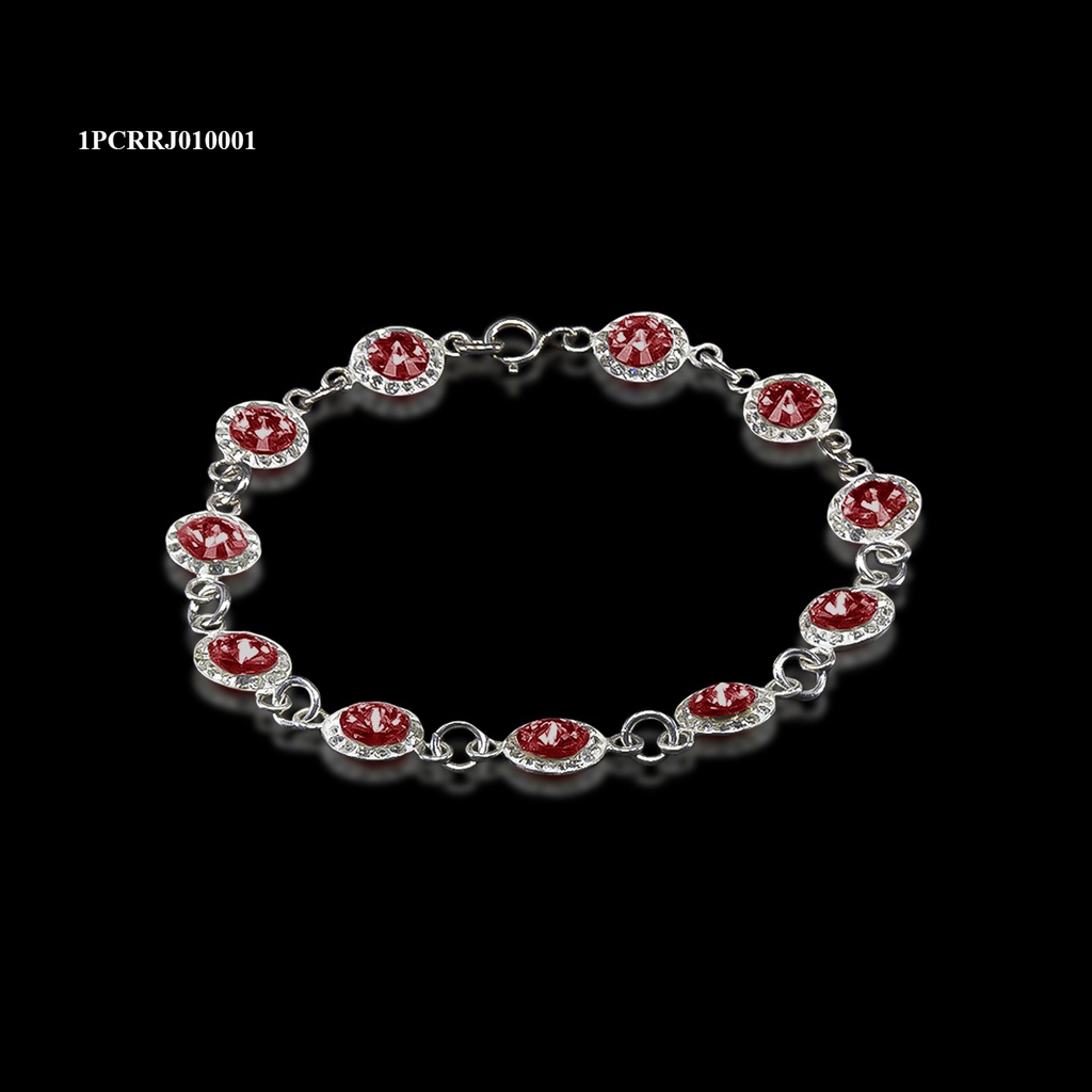 [1PCRRJ010001] PULSERA CRISTAL RIVOLI REDONDA ROJO