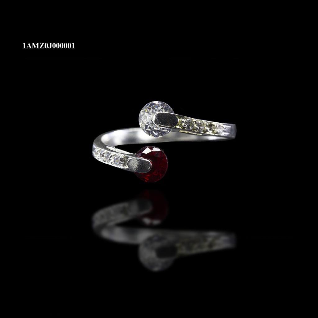 [1AMAGJ000001] ANILLO AJUSTABLE TU Y YO ZIRCONIA ROJA