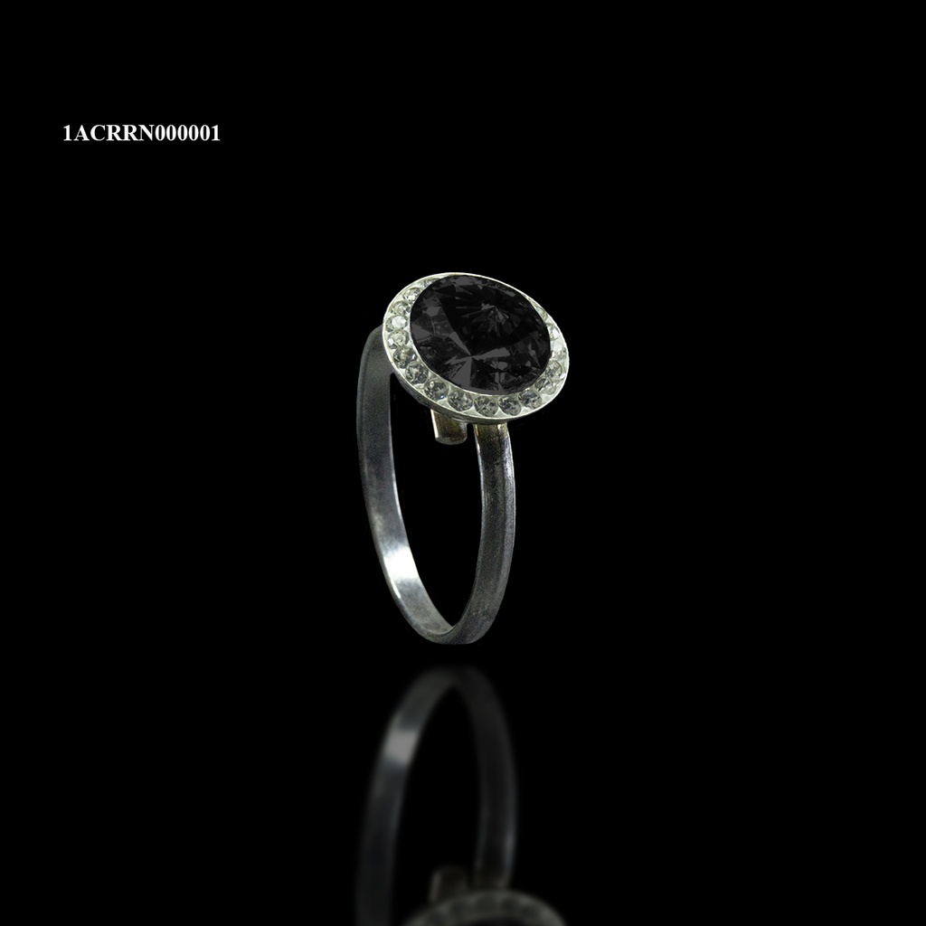 [1ACRRN000001] ANILLO ROSETA RIVOLI REDONDO NEGRO