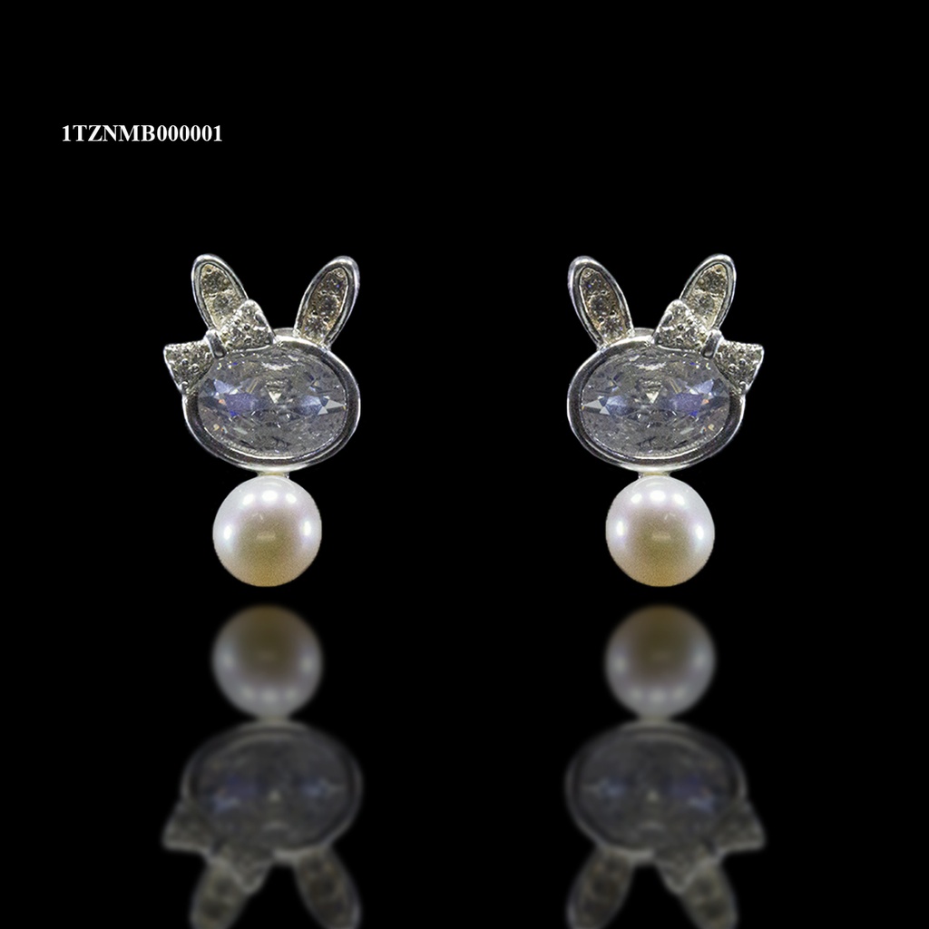 [1TZNMB000001] ARETE CONEJITA COMBINADA CON PERLA BLANCO