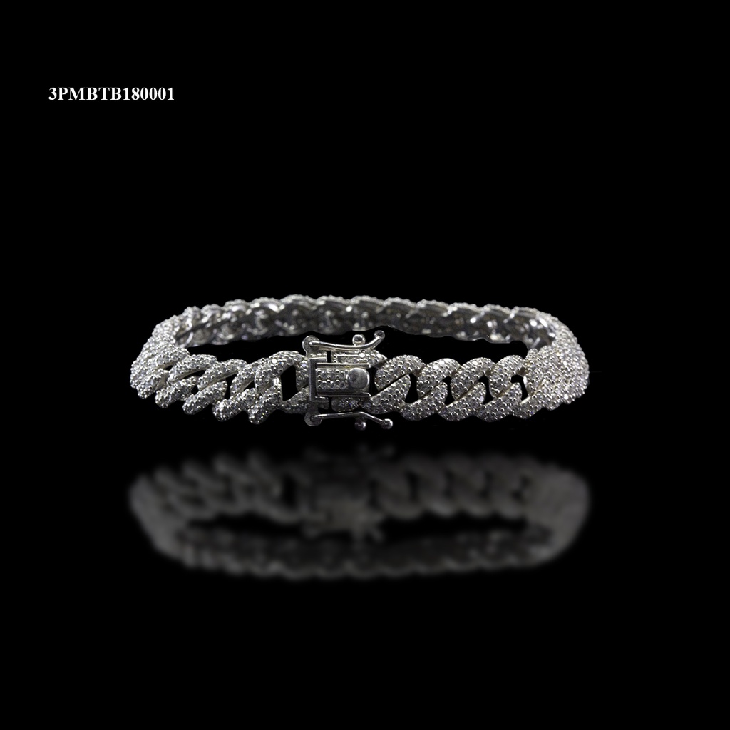 [3PMBTB180001] PULSERA MICROPAVE BARBADA TRADICIONAL M-1 BLANCA 18CM