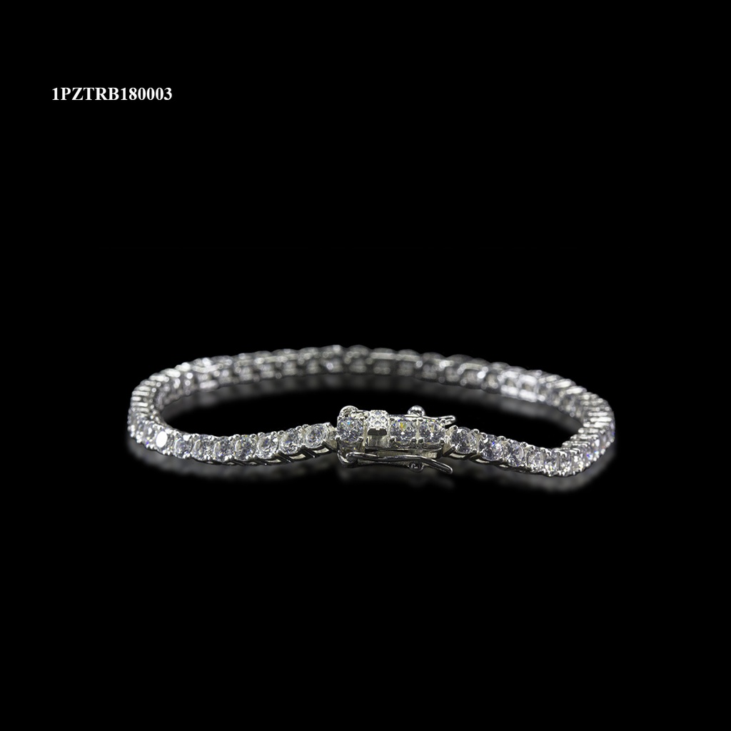 [1PZTRB180003] PULSERA TENIS RECTO #3 BROCHE 8 BLANCA