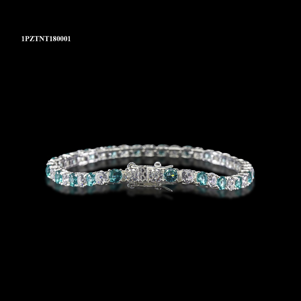 [1PZTNT180001] PULSERA TENIS RECTO #4 COMBINADA TURQUESA CON BLANCO