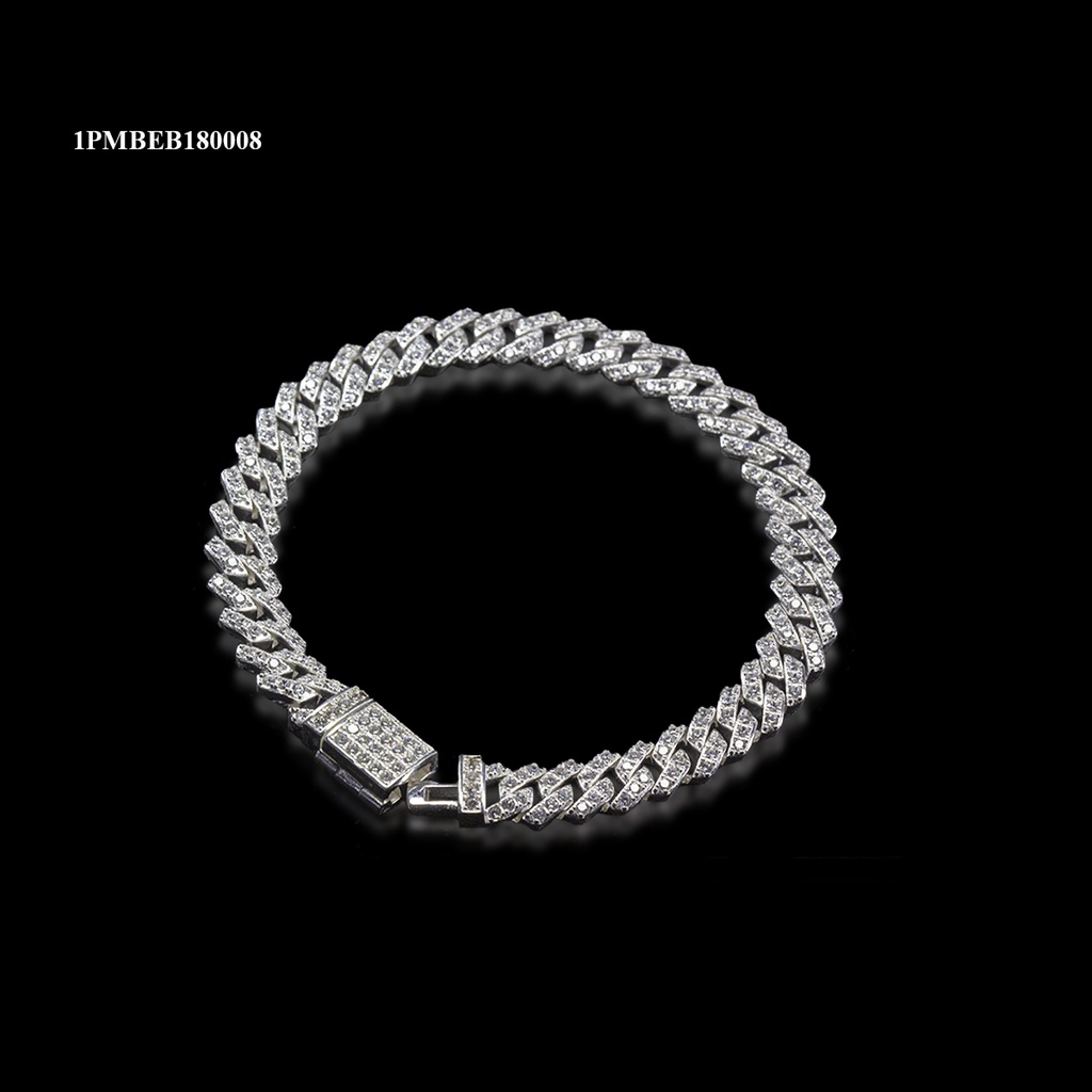 [1PMBEB180008] PULSERA MICROPAVE BARBADA TRAPECIOS M-8 BLANCA