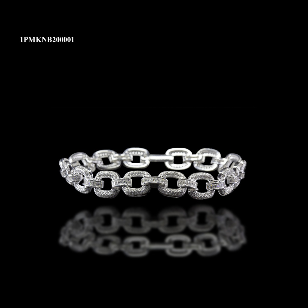 [1PMKNB200001] PULSERA ANCLA COMBINADA MICRO UNION BAGUETTE M-1 BLANCA