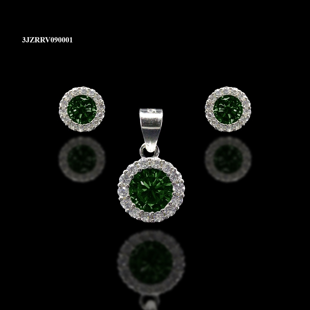 [3JZRRV090001] COORDINADO ZIRCONIA ROSETA TAMBOR REDONDA VERDE
