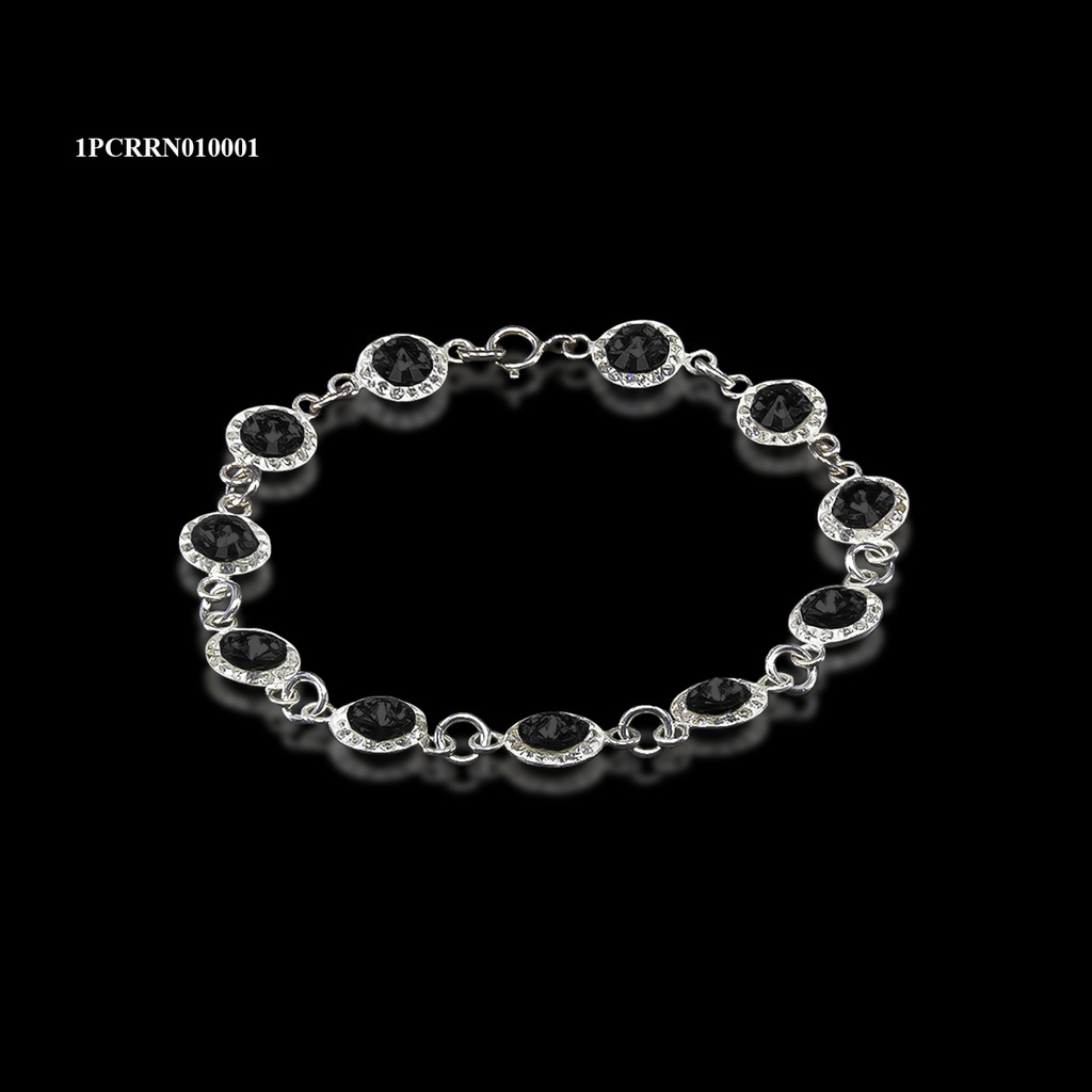 [1PCRRN010001] PULSERA CRISTAL RIVOLI REDONDA NEGRA