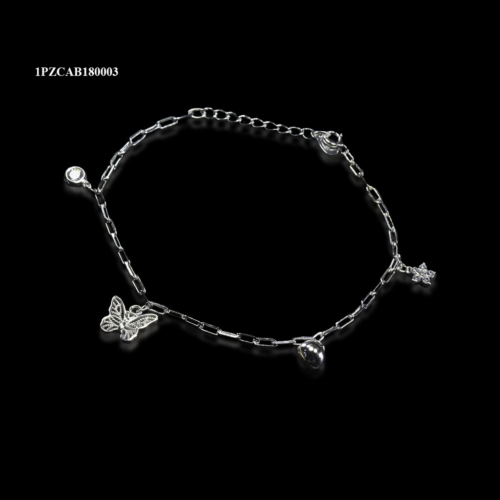 [1PZCAB180003] PULSERA COLGANTE ANCLA 4 DIJES MARIPOSA BLANCA