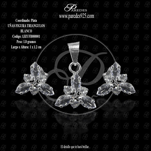 [1JZUFB000001] COORDINAD UÑAS FIGURA TRIANGULOS TRIQUETA BLANCO ( A- 1 X 1.2 )