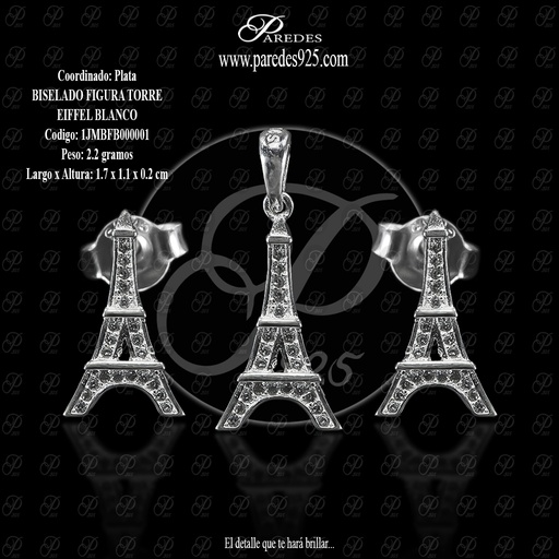 [1JMBFB000001] COORDINADO BISELADO FIGURA TORRE EIFFEL BLANCO