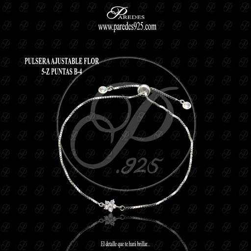 [1PZSWB000001] PULSERA AJUSTABLE FLOR 5-Z BLANCA PUNTAS B-4